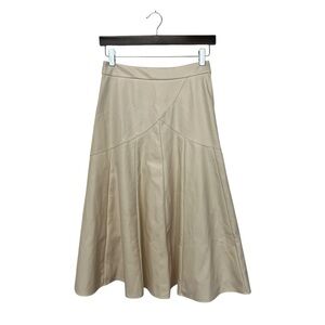 Emerson Lang | Flare Long Beige Off White Faux Leather skirt‎ S